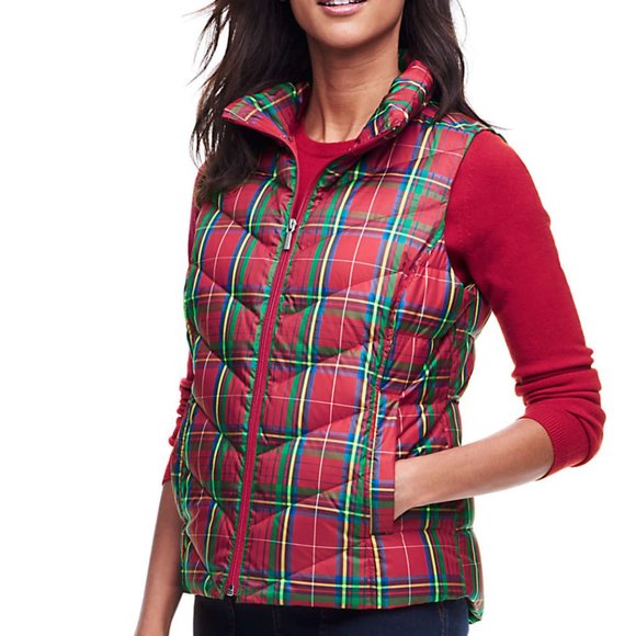 Lands' End Jackets & Blazers - Plaid Down Puffer Vest - MP